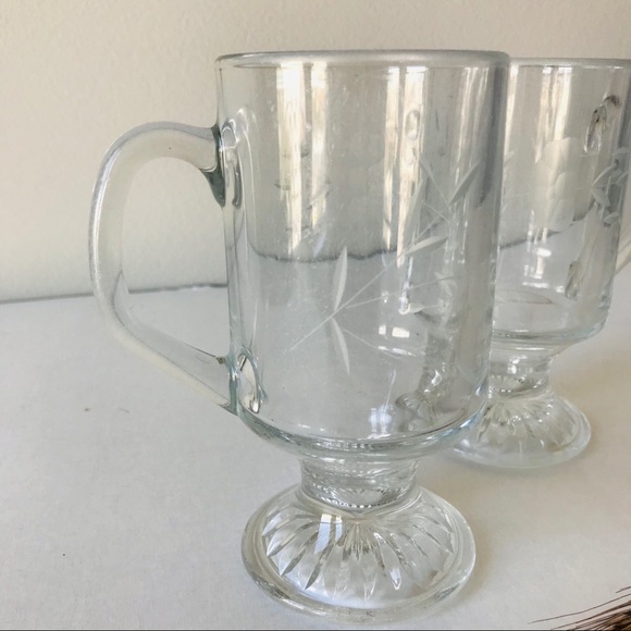 2 Vintage Cut Glass Coffee Mugs - Picture 2 of 8